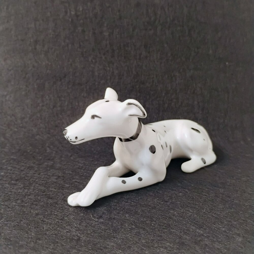 Vintage Porcelain Ceroc Romania Great Dane Figurine, 5" Greyhound Dalmatian Dog - Picture 9 of 9